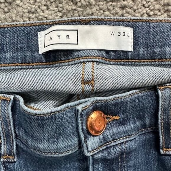 A Y R THE POP BLUE DEMIM JEANS - HIGH RISE - STRAIGHT LEG - WOMEN'S SIZE 33 X 28 - Picture 4 of 12